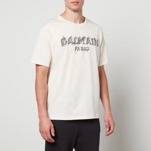 Balmain Charcoal Script Cotton-Jersey T-Shirt