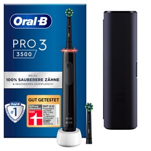[Zahnarztpraxis-Angebot] Oral-B Pro3 3500 Cross Action Elektrische Zahnbürste Black Edition mit Reiseetui