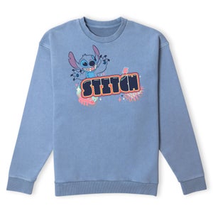 Lilo And Stitch Signature Sweatshirt - Denim Blue Acid Wash