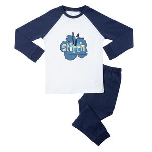 Lilo And Stitch Stitch Floral Kids' Pyjamas - Navy White