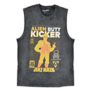 Duke Nukem Alien Butt Kicker Unisex Vests - Black Acid Wash