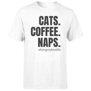 Cats Coffee Naps Men's T-Shirt - White