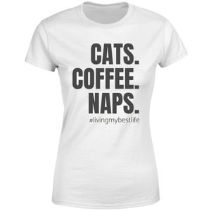 Cats Coffee Naps Women's T-Shirt - White