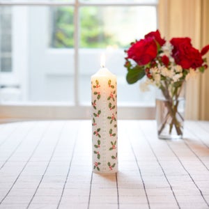 Botanical Holly Pillar Advent Candle