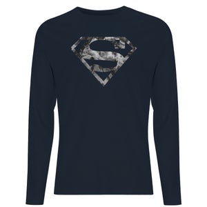 Camiseta de manga larga para hombre Marble Superman Logo de DC Originals - Azul marino