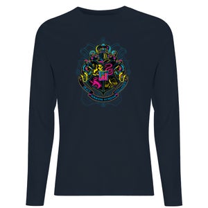 Camiseta de manga larga para hombre Hogwarts Neon Crest de Harry Potter - Azul marino