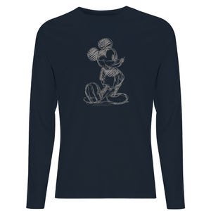 Disney Mickey Mouse Sketch Men's Long Sleeve T-Shirt - Navy