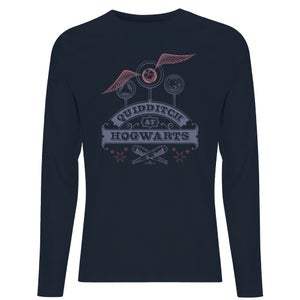 Camiseta de manga larga para hombre Quidditch At Hogwarts de Harry Potter - Azul marino