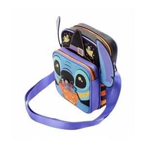 Loungefly Disney Lilo and Stitch Striped Halloween Candy Crossbody Passport Bag