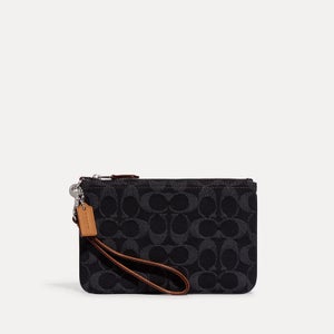 Coach Signature Small Jacquard and Leather-Blend Wristlet Bag