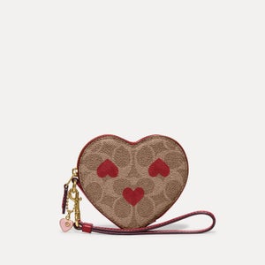 Coach Small Leather-Trimmed Coated-Canvas Heart Bag