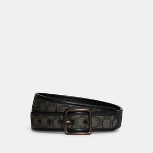 Coach Men's 38mm Harness Belt In Signature Jacquard - Smoke/Black