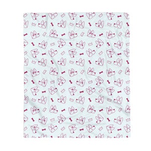 Corgi Doodle Pattern Fleece Blanket
