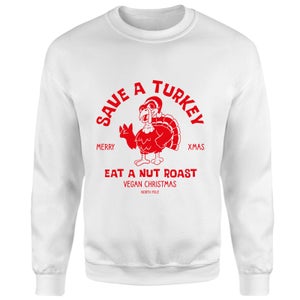 Save A Turkey Eat A Nut Roast Sweatshirt - White