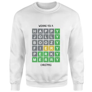 Word Puzzle Christmas Sweatshirt - White
