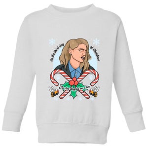 On The Third Day Of Christmas My Dog Stepped On A Bee Amber Heard Kids' Sweatshirt - White