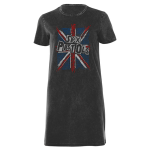 Sex Pistols Union Jack Women's T-Shirt Dress - Black Acid Wash