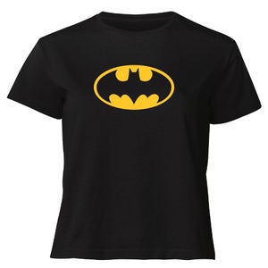 Justice League Batman Logo Women's Cropped T-Shirt - Black