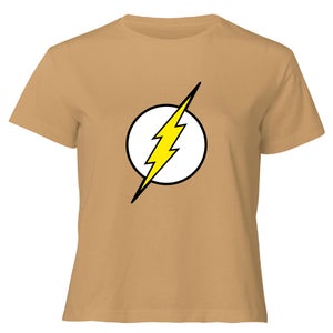 Justice League Flash Logo Women's Cropped T-Shirt - Tan