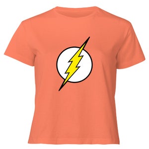 Justice League Flash Logo Women's Cropped T-Shirt - Coral