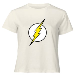 Justice League Flash Logo Women's Cropped T-Shirt - Cream