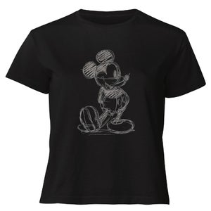 Disney Mickey Mouse Sketch Women's Cropped T-Shirt - Black