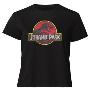 Camiseta corta vintage Logo para mujer de Jurassic Park - Negro