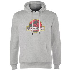 Jurassic Park Logo Vintage Hoodie - Grey