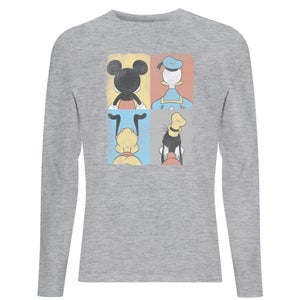 Disney Donald Duck Mickey Mouse Pluto Goofy Tiles Men's Long Sleeve T-Shirt - Grey
