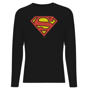 Camiseta de manga larga para hombre de Superman Crackle Logo - Negro