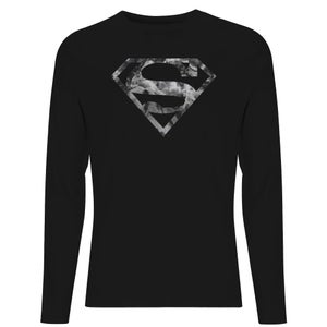Marble Superman Logo Men's Long Sleeve T-Shirt - Black