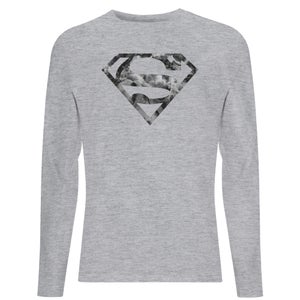 Marble Superman Logo Men's Long Sleeve T-Shirt - Grey