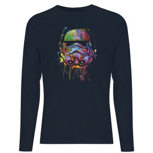 Star Wars Paint Splat Stormtrooper Men's Long Sleeve T-Shirt - Navy