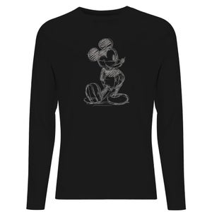Disney Mickey Mouse Sketch Men's Long Sleeve T-Shirt - Black