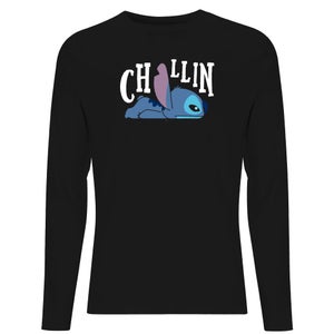 Disney Lilo And Stitch Chillin Men's Long Sleeve T-Shirt - Black