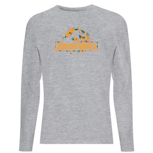 Jurassic Park Logo Tropical Men's Long Sleeve T-Shirt - Grey
