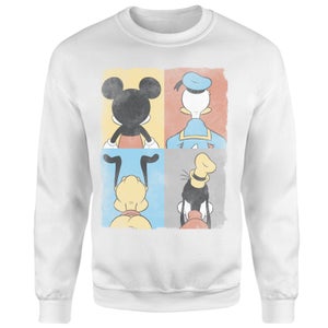 Donald Duck Mickey Mouse Pluto Goofy Tiles Sweatshirt - White