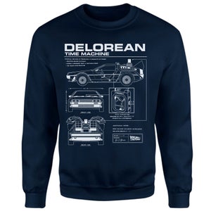 Back To The Future Delorean Schematic Sweatshirt - Navy