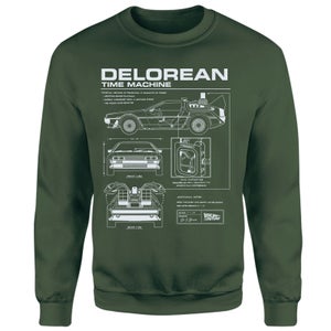 Back To The Future Delorean Schematic Sweatshirt - Green