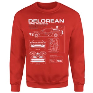 Back To The Future Delorean Schematic Sweatshirt - Red