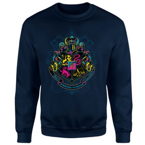 Harry Potter Hogwarts Neon Crest Sweatshirt - Navy