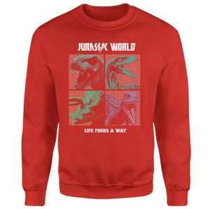 Jurassic Park World Four Colour Faces Sweatshirt - Red