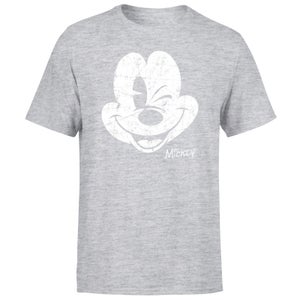 Mickey Mouse Worn Face Men's T-Shirt - Grey
