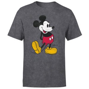 Mickey Mouse Classic Kick Men's T-Shirt - Black Acid Wash