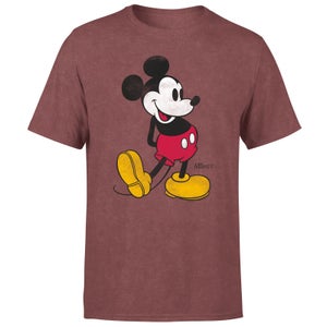 Mickey Mouse Classic Kick Men's T-Shirt - Burgundy Acid Wash
