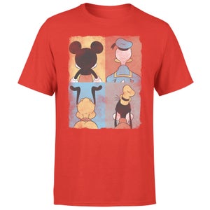 Donald Duck Mickey Mouse Pluto Goofy Tiles Men's T-Shirt - Red