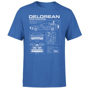 Back To The Future Delorian Schematic Men's T-Shirt - Blue