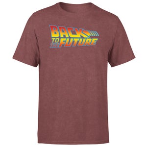 Back To The Future Classic Logo Men's T-Shirt - Burgundy Acid Wash