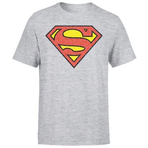 Official Superman Crackle Logo Men's T-Shirt - Grey