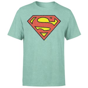 Official Superman Crackle Logo Men's T-Shirt - Mint Acid Wash